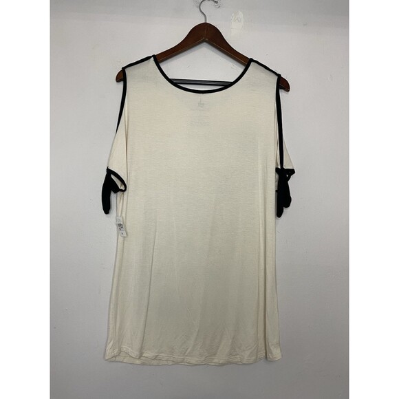 Disney Parks Women's Small Cream Animal Print Cold Shoulder Short Sleeve Top NWT - Picture 6 of 7